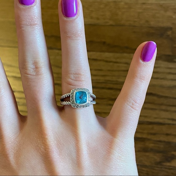 David Yurman Jewelry - DAVID YURMAN Petite Albion Ring with Blue Topaz and Diamonds